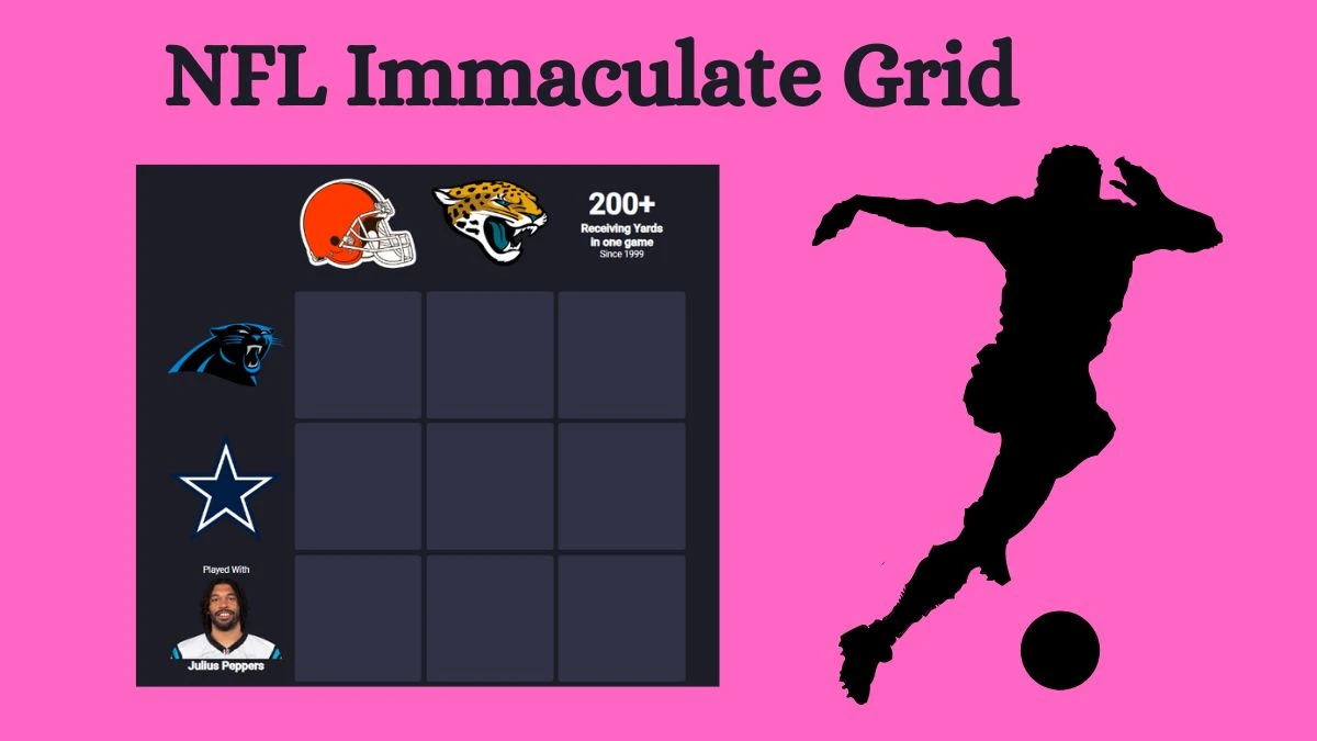 Which NFL players who have played with Julius Peppers and achieved 200+ receiving yards in a single game since 1999 in Their Careers? NFL Immaculate Grid Answers for July 18, 2024