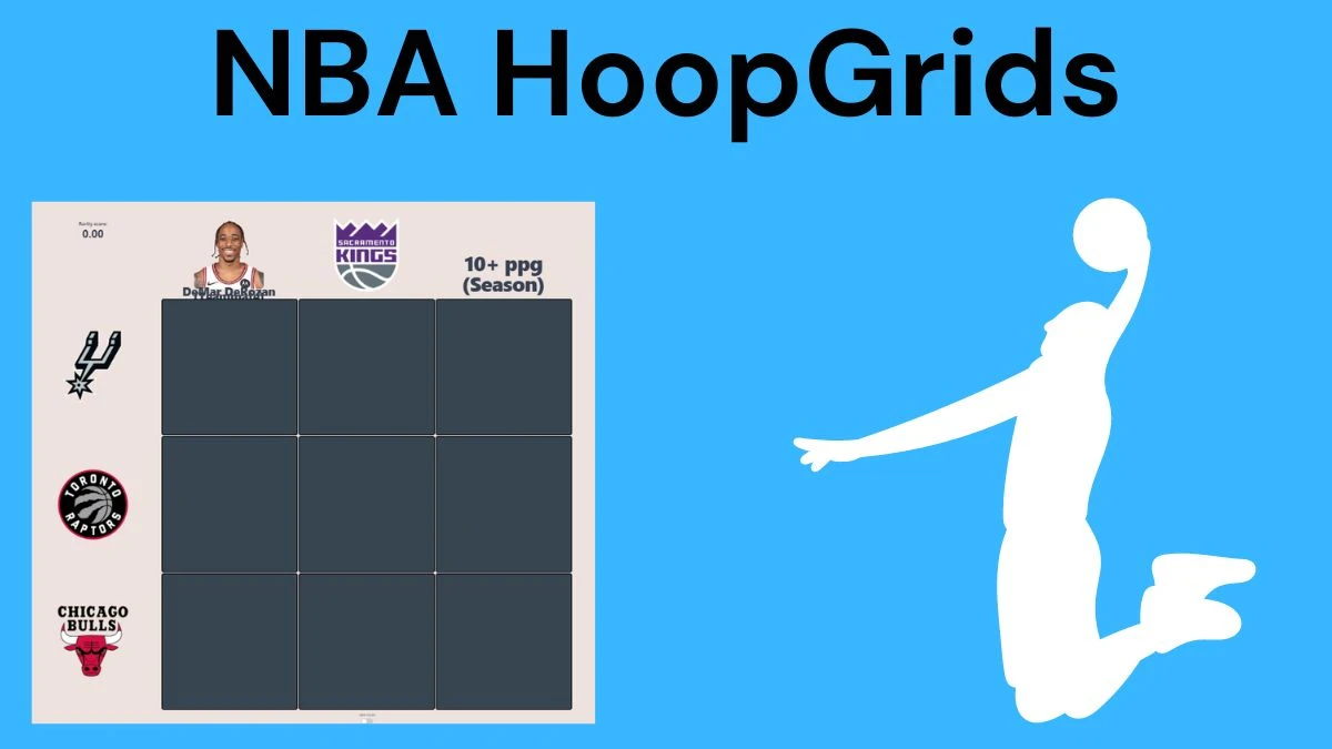 Which player who has played for the San Antonio Spurs and 10+ ppg (Season)? NBA HoopGrids Answers for July 09 2024