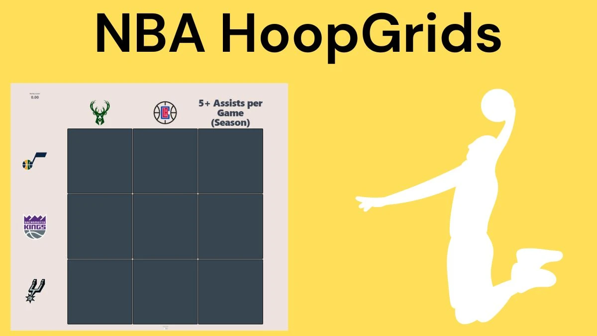 Which player who has played for the Utah Jazz and 5+ Assists per Game (Season)? NBA HoopGrids Answers for July 10 2024