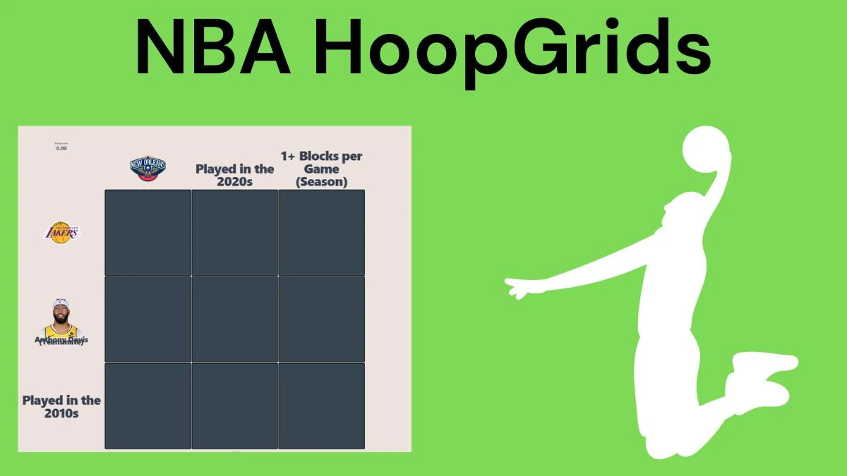 Which player who played with Anthony Davis and also played for the 1+ Blocks per Game (Season)? NBA HoopGrids Answers for July 04 2024