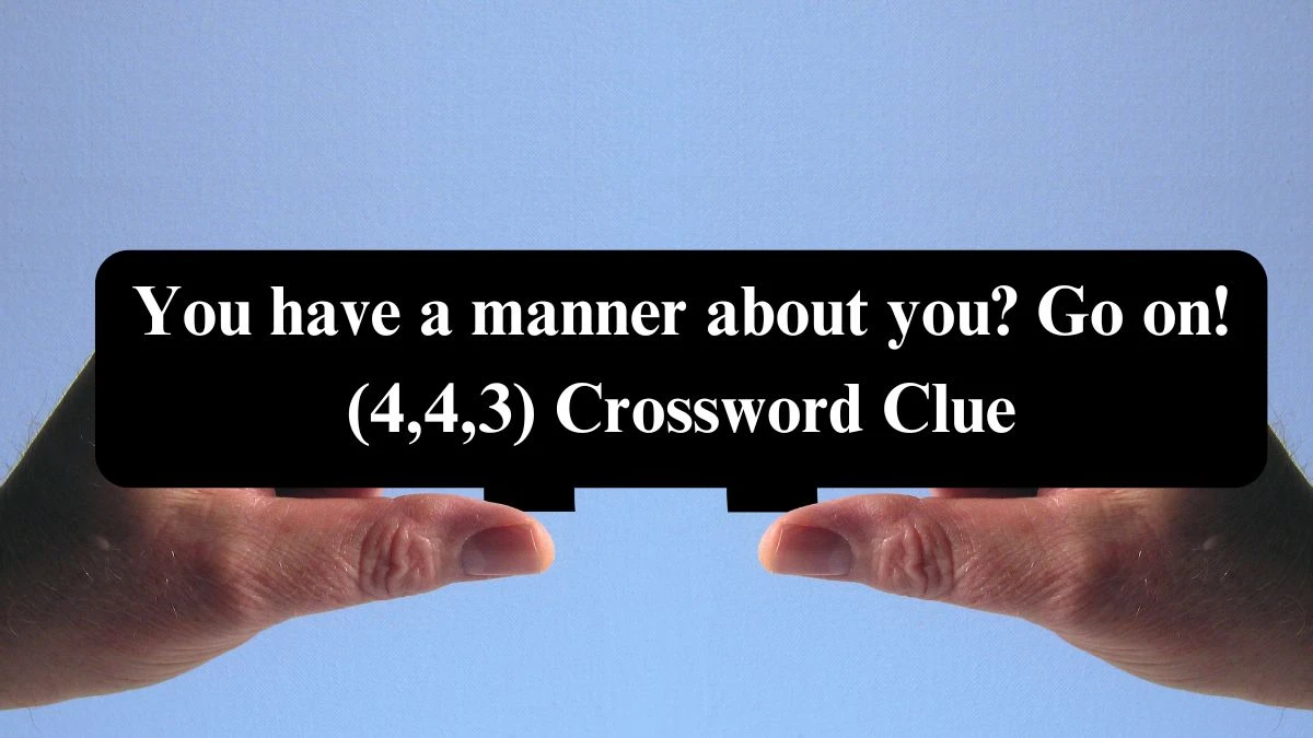 You have a manner about you? Go on! (4,4,3) Crossword Clue Puzzle Answer from July 22, 2024