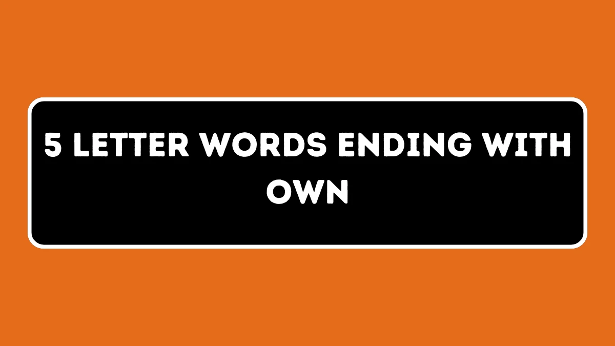 5 Letter Words Ending with OWN All Words List