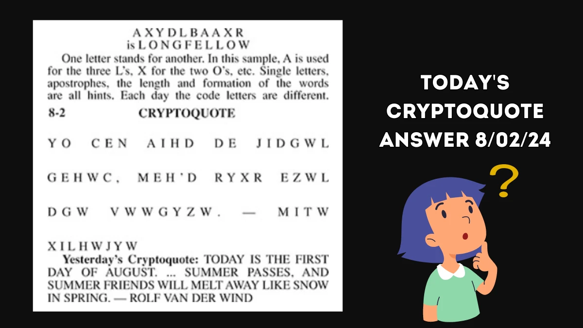 Cryptoquote Answer Explained for Today, August 02, 2024