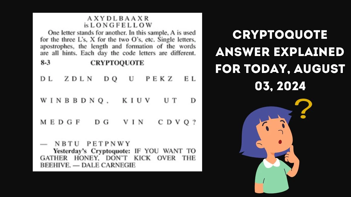 Cryptoquote Answer Explained for Today, August 03, 2024