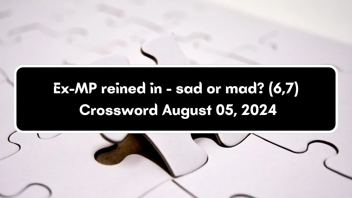 Ex-MP reined in - sad or mad? (6,7) Crossword Clue Puzzle Answer from August 05, 2024