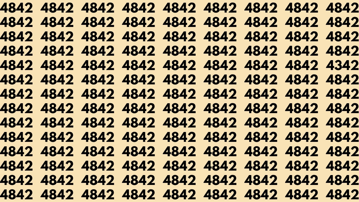 Observation Brain Challenge: If you have hawk Eyes Spot the Number 4342 among 4842 in 8 Secs