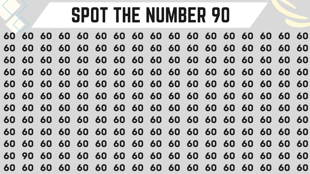 Observation Brain Test: If you have hawk eyes find the numbers 90 among 60 in 15 Secs