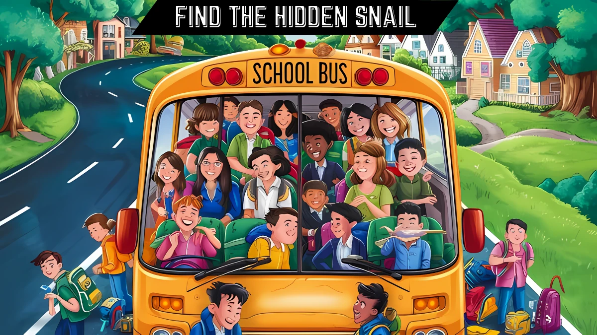 Optical Illusion IQ test: Only a Brilliant Mind Can Spot the Hidden Snail in this School Bus Image in 8 Secs