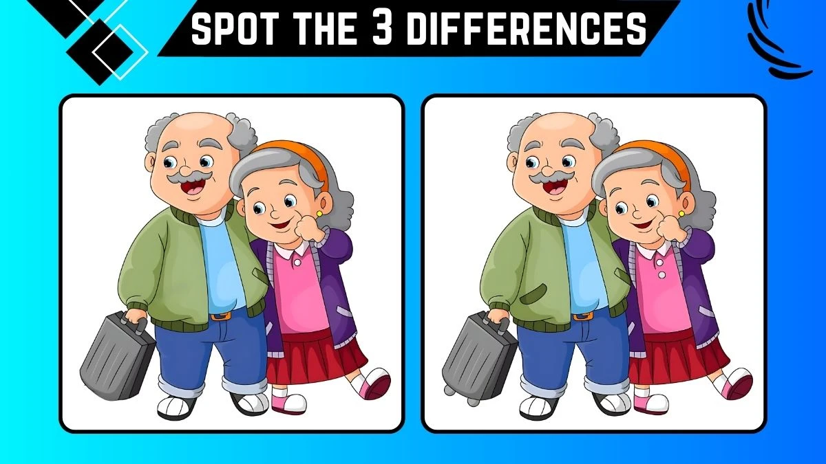 Spot the 3 Differences: Only Genius with Eagle Eyes Can Spot the 3 Differences in this Grandma and Grandpa Image in 8 Secs | Picture Puzzle Game