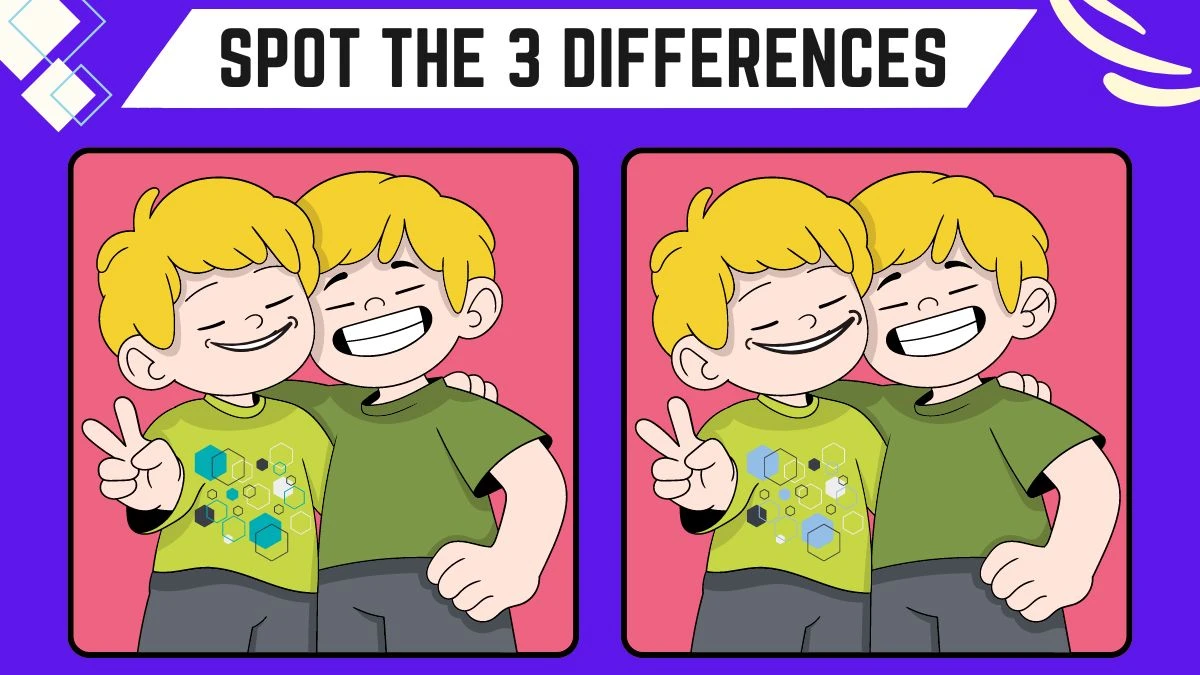 Spot the 3 Differences: Only the most attentive eyes can spot the 3 Differences in this Twin Brothers Image in 9 Secs