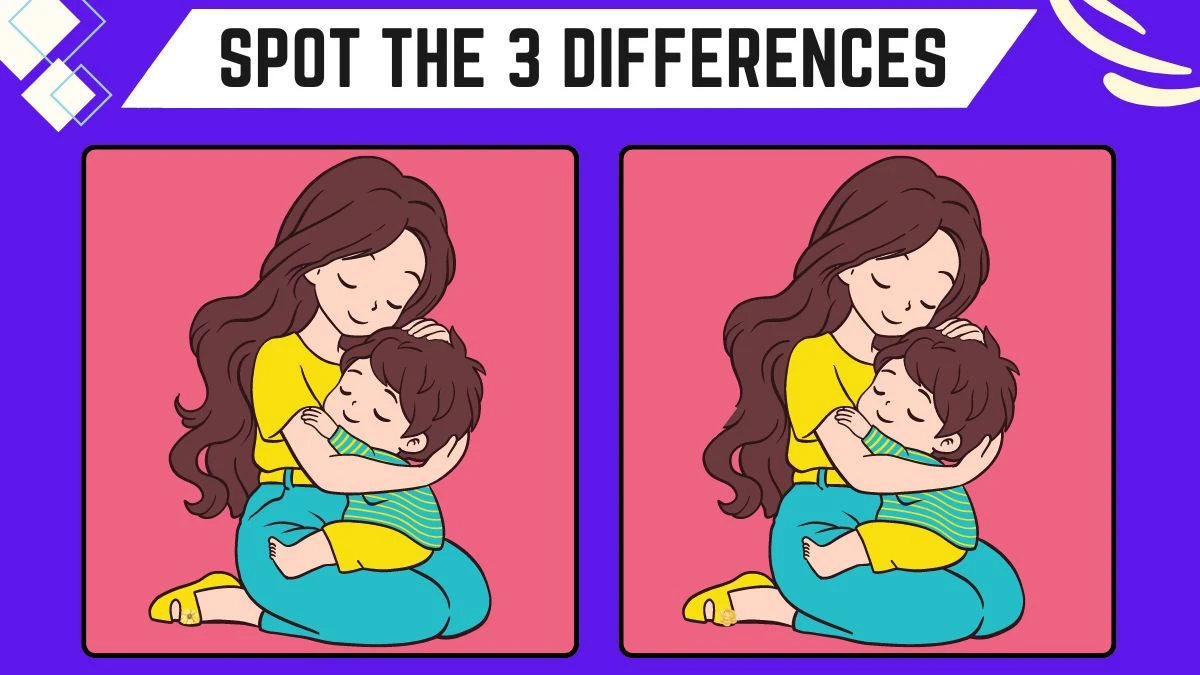 Spot the 3 Differences Picture Puzzle Game: Only Genius with Sharp Eyes Can Spot the 3 Differences in this Mother and Son Image in 10 Secs