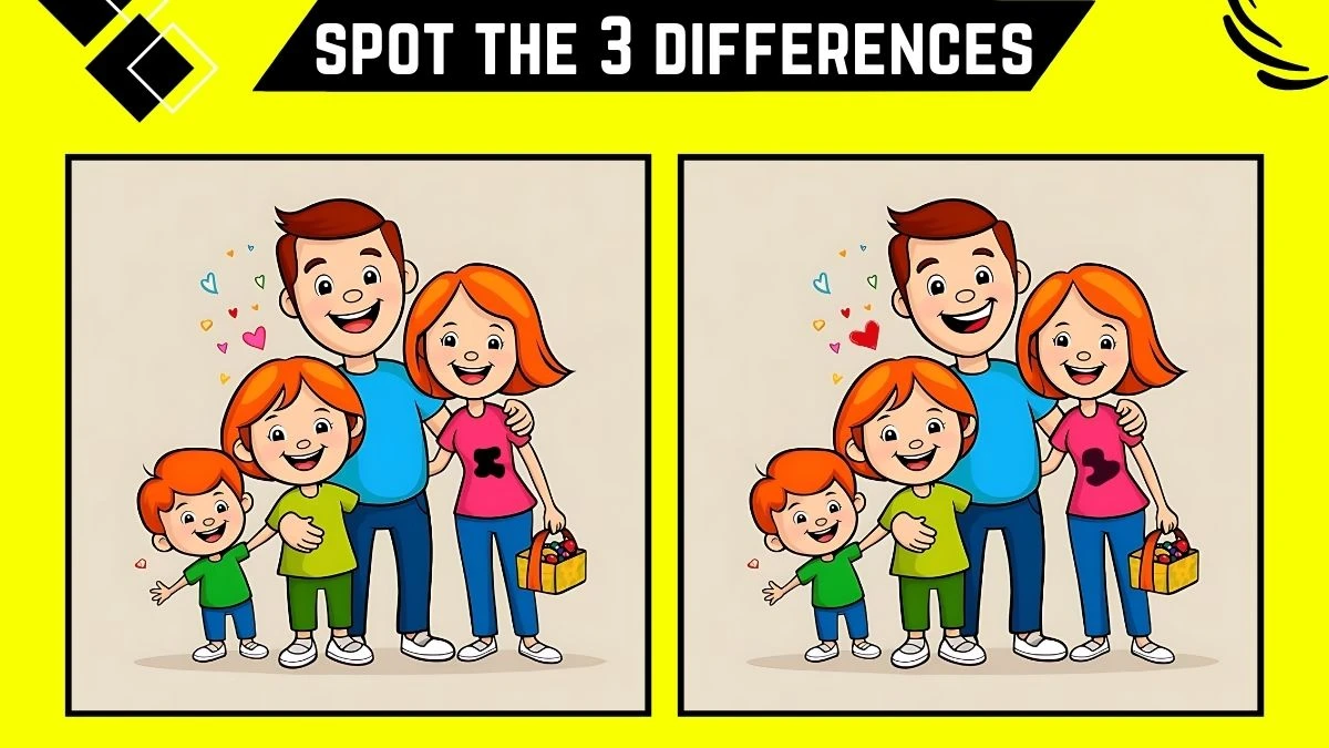 Spot the 3 Differences Picture Puzzle Game: Only the Sharpest Eyes Can Spot the 3 Differences in this Family Image in 9 Secs