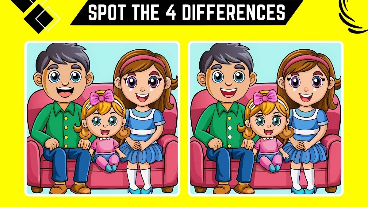 Spot the 4 Differences: Only people with 20/20 Vision Can Spot the 4 Differences in this Family Image in 12 Secs | Picture Puzzle Game