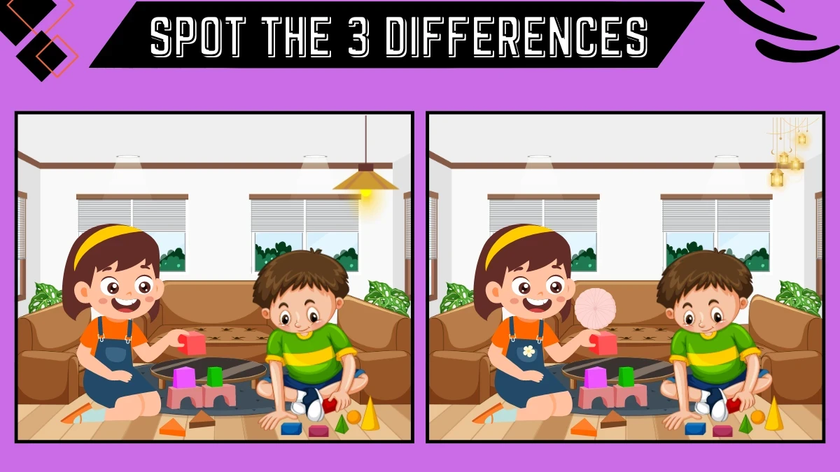 Spot the Difference Game: Only 20/20 Vision People Can Spot the 3 Differences in this Kids Image in 12 Secs