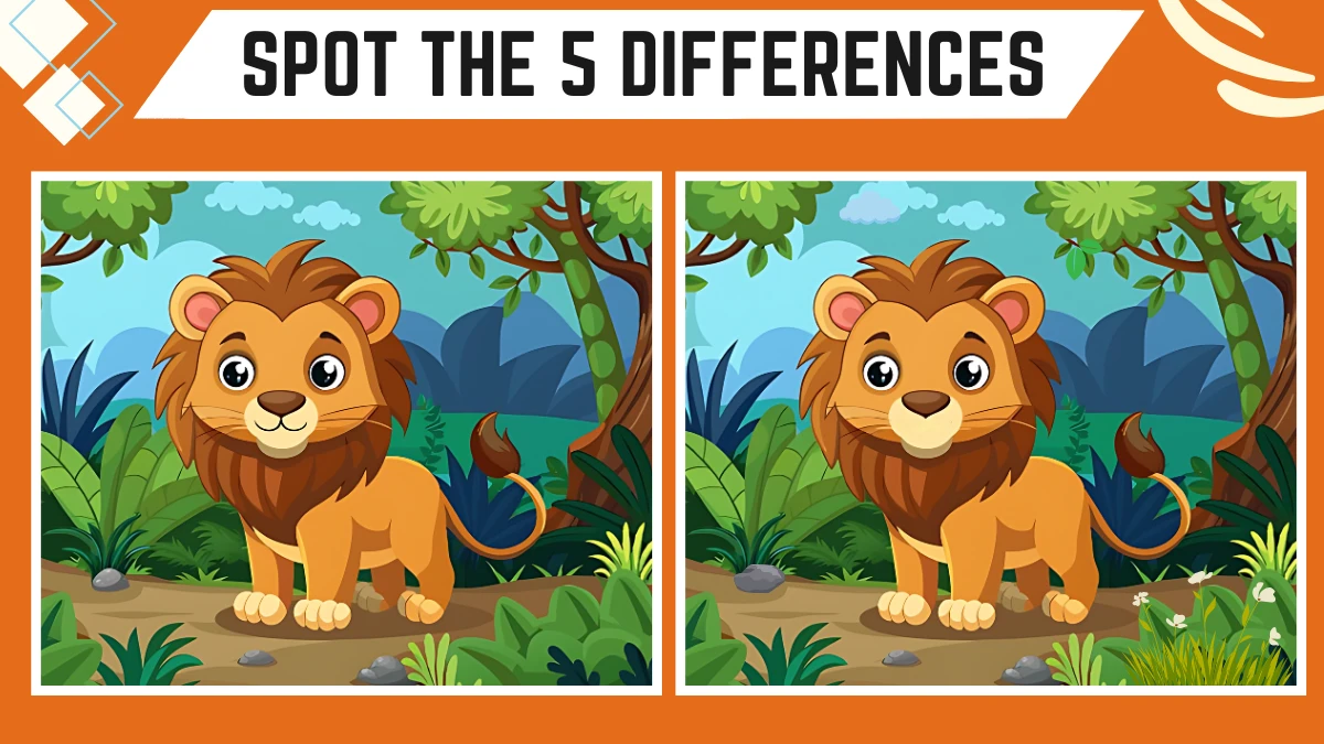 Spot the Difference Game: Only Extra Sharp Eyes Can Spot the 5 Differences in this Lion Image in 15 Secs