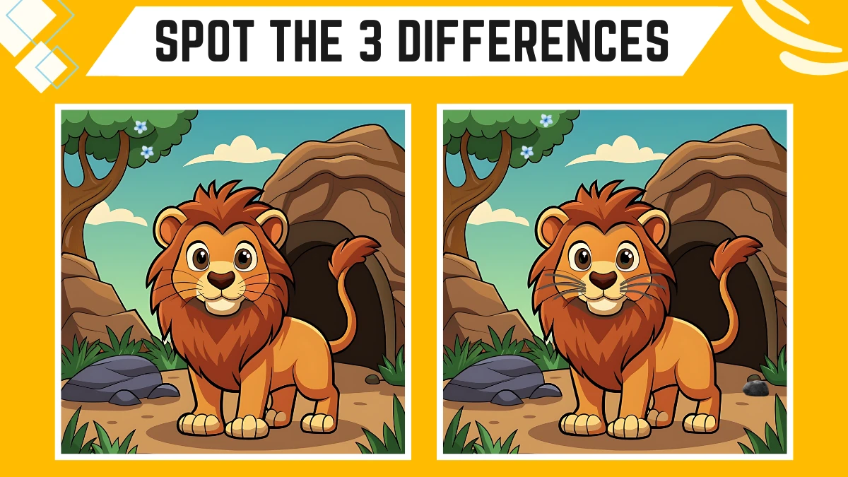 Spot the Difference Game: Only Genius with Eagle Eyes Can Spot the 3 Differences in this Baby Lion Image in 9 Secs