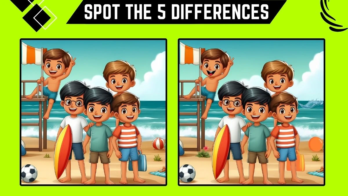 Spot the Difference Game: Only Genius with Eagle Eyes Can Spot the 5 Differences in this Beach Image in 14 Secs