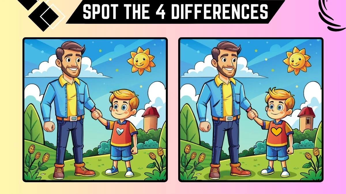 Spot the Difference Game: Only Genius with Extra Sharp Eyes Eyes Can Spot the 4 Differences in this Father and Son Image in 13 Secs