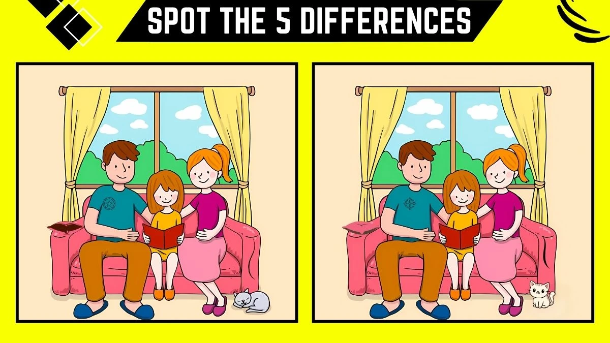 Spot the Difference Game: Only People with 20/20 Vision Can Spot the 5 Differences in this Small Family Image in 14 Secs