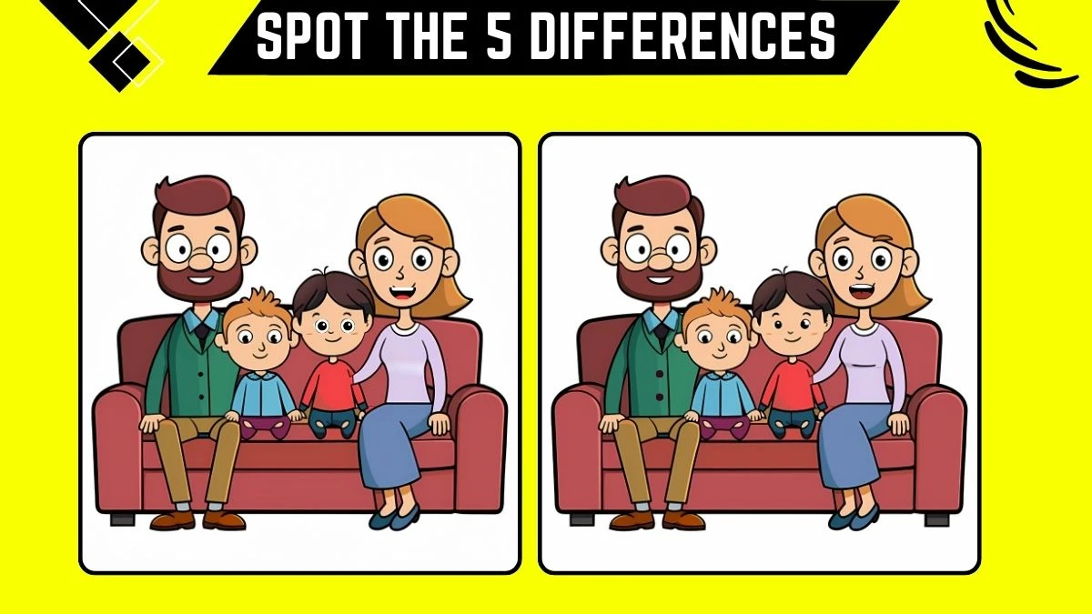 Spot the Difference Game: Only People with 50/50 Vision Can Spot the 5 Differences in this Family Image in 10 Secs