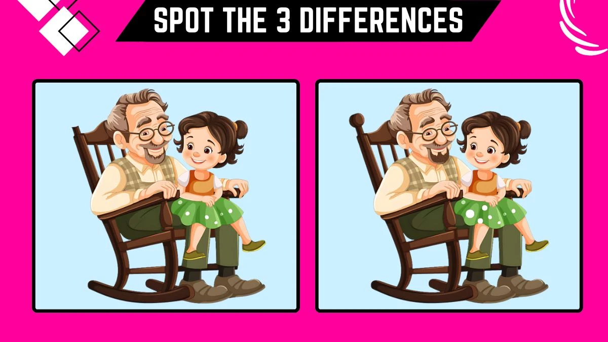 Spot the Difference Game: Only People with Extra Sharp Eyes Can Spot the 3 Differences in this Grandpa and his granddaughter Image in 9 Secs