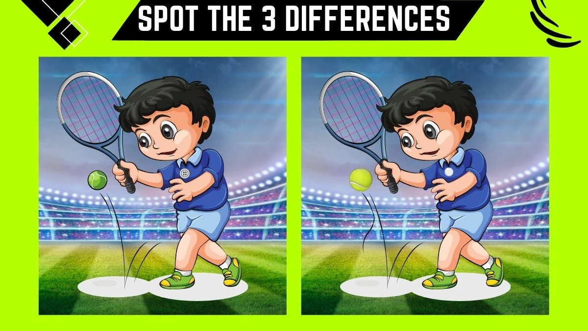 Spot the Difference Game: Only people with Sharp Eyes Can Spot the 3 Differences in this Tennis Player Image in 8 Secs