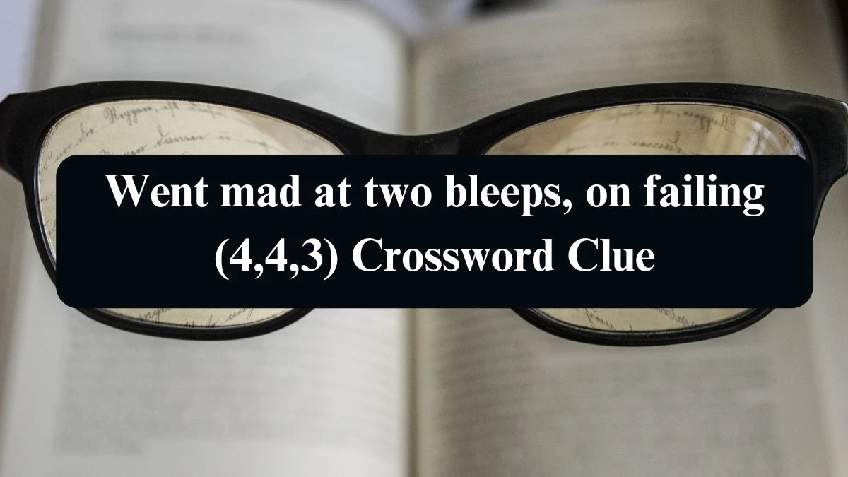 Went mad at two bleeps, on failing (4,4,3) Crossword Clue Puzzle Answer from August 23, 2024