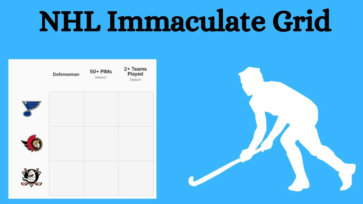 Which NHL player who has played for the St. Louis Blues and 50+ PIMs Season? NHL Immaculate Grid Answers for August 09, 2024