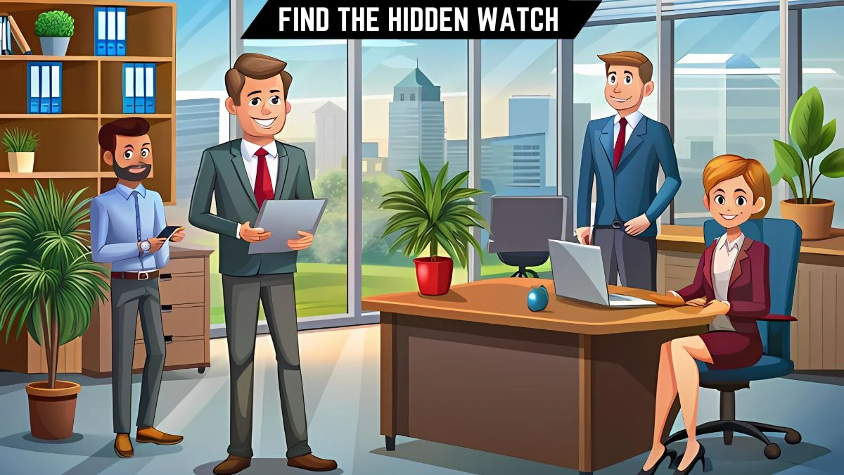 Optical Illusion Eye Test: Only Sharp Eyes Can Spot the Hidden Watch in this Office Image in 9 Secs