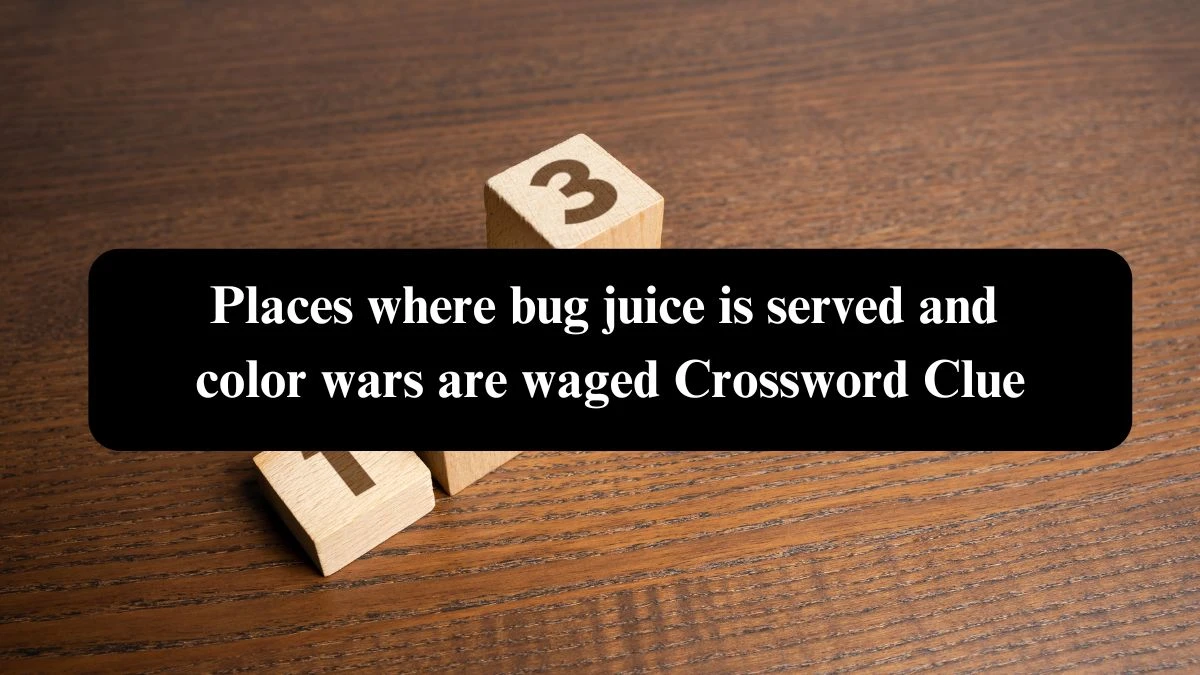 Places where bug juice is served and color wars are waged NYT Crossword Clue Puzzle Answer from September 20, 2024