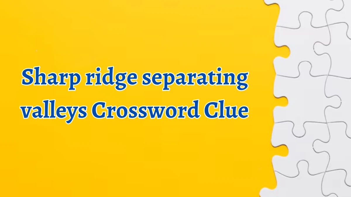 Irish Daily Mail Quick Sharp ridge separating valleys 5 Letters Crossword Clue Puzzle Answers from September 04, 2024