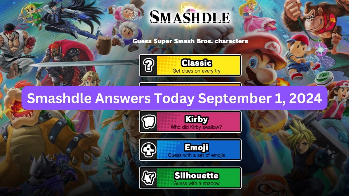 Smashdle Answers Today September 1, 2024: Classic, Final Smash, Kirby, Emoji, Silhouette