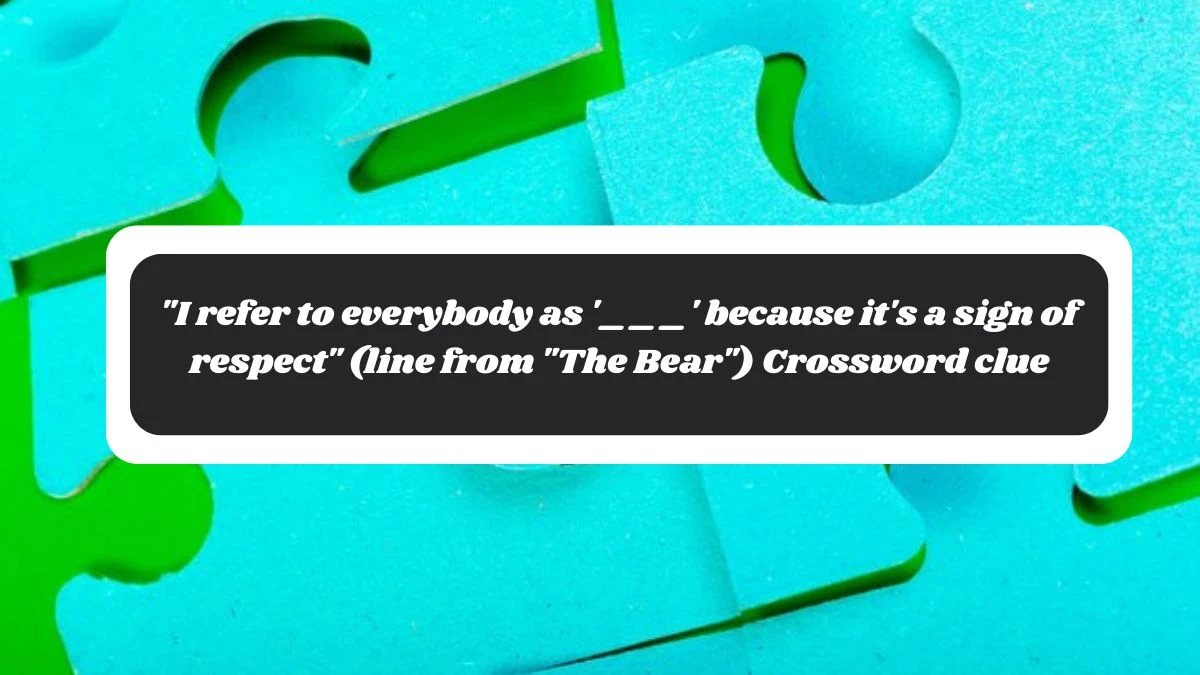 I refer to everybody as '___' because it's a sign of respect (line from The Bear) NYT Crossword Clue Puzzle Answer from October 30, 2024