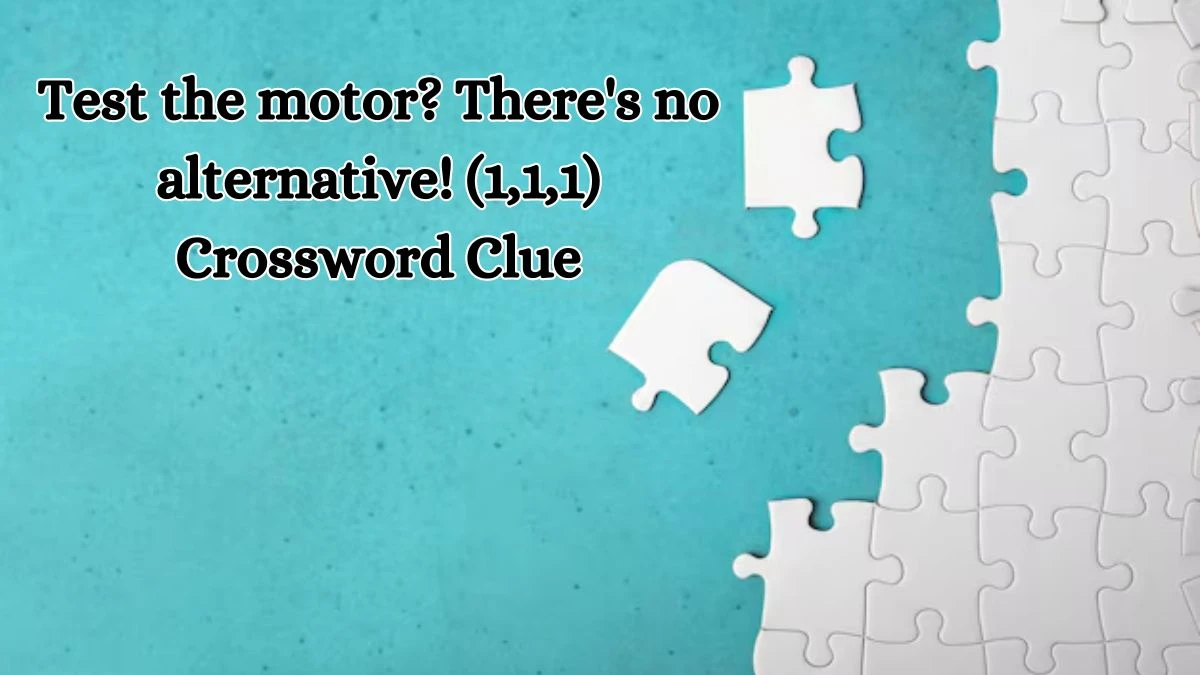 Test the motor? There's no alternative! (1,1,1) Crossword Clue Puzzle Answer from October 13, 2024