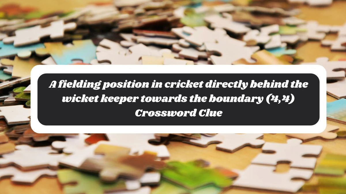 A fielding position in cricket directly behind the wicket keeper towards the boundary (4,4) Crossword Clue Puzzle Answer from November 05, 2024