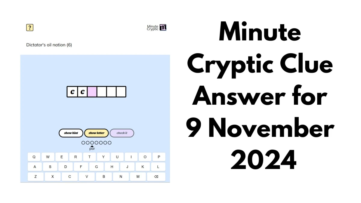 Dictator's oil nation (6) Crossword Clue Minute Cryptic Clue Answer for 9 November 2024