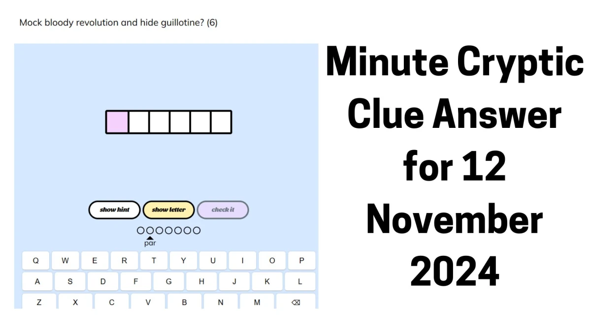 Mock bloody revolution and hide guillotine? (6) Crossword Clue Minute Cryptic Clue Answer for 12 November 2024