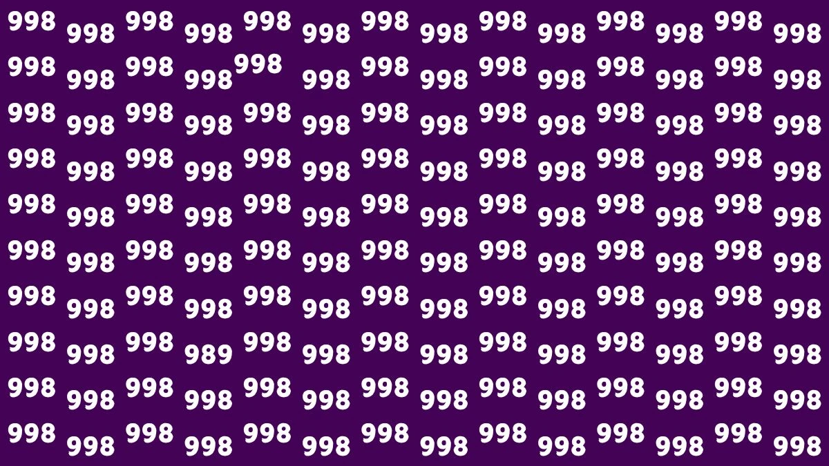 Visual Test: Only Keen Eyes Can Spot the Number 989 among 998 in 7 Secs