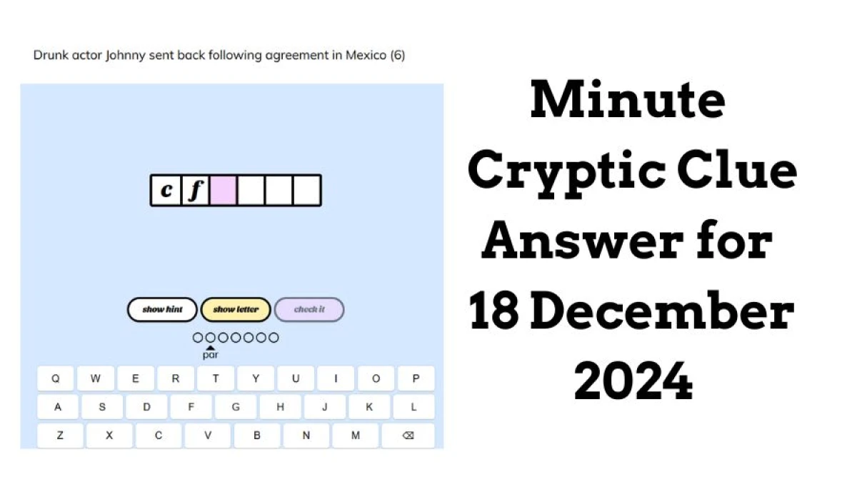 Drunk actor Johnny sent back following agreement in Mexico (6) Crossword Clue Minute Cryptic Clue Answer for 18 December 2024