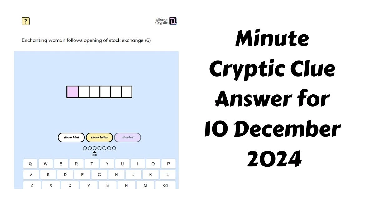 Enchanting woman follows opening of stock exchange (6) Crossword Clue Minute Cryptic Clue Answer for 10 December 2024