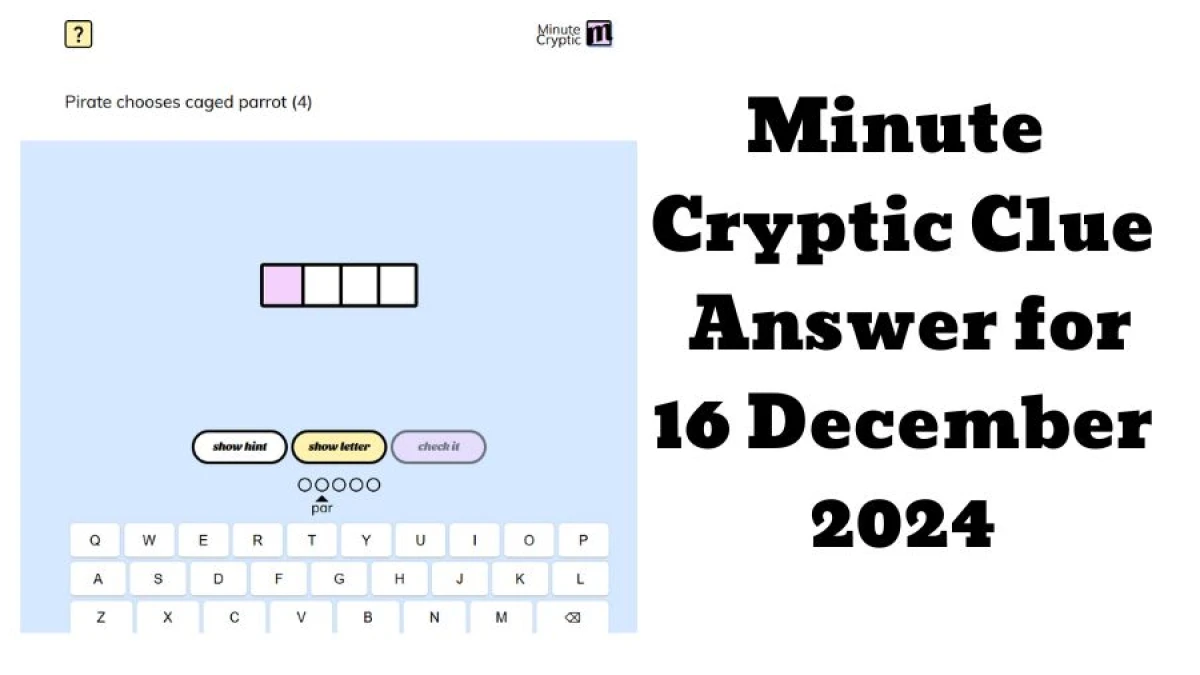 Pirate chooses caged parrot (4) Crossword Clue Minute Cryptic Clue Answer for 16 December 2024