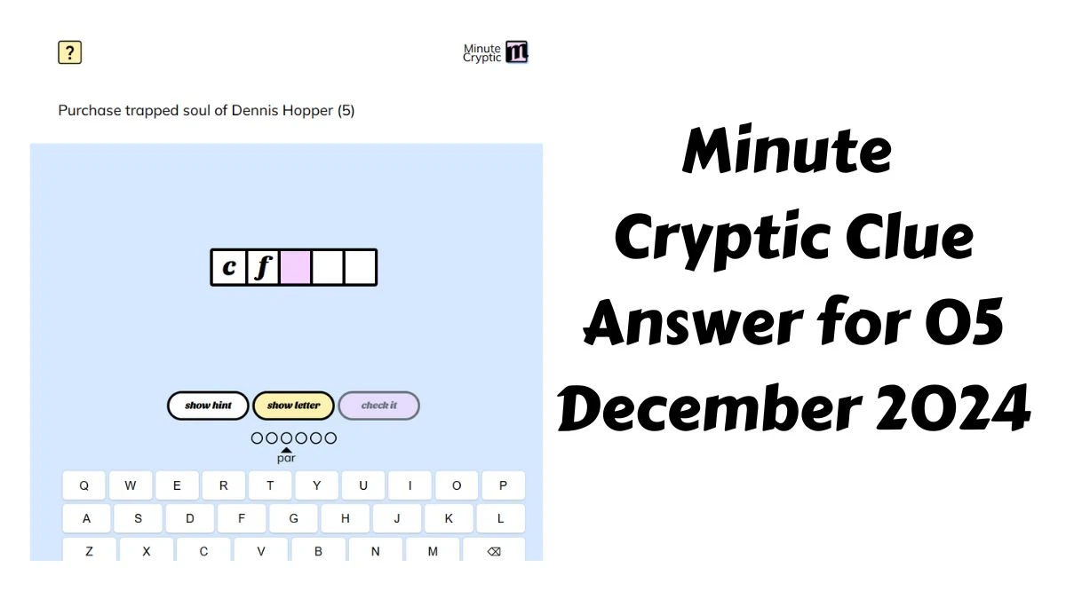 Purchase trapped soul of Dennis Hopper (5) Crossword Clue Minute Cryptic Clue Answer for 05 December 2024