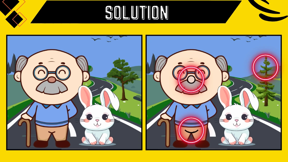 Spot the Differences: Find 3 differences between the grandpa and his rabbit pictures in 10 seconds! Picture Puzzle Game Spot the Differences: Find 3 differences between the grandpa and his rabbit pictures in 10 seconds! Picture Puzzle Game