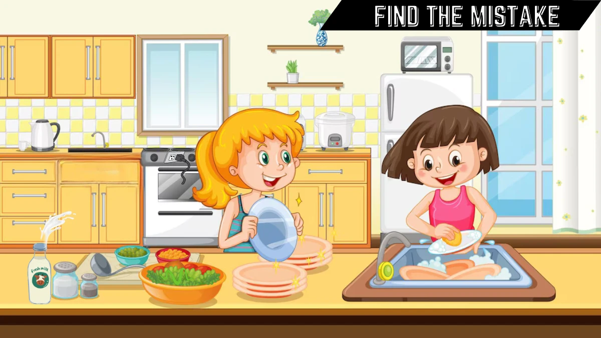 Spot the 4 Mistakes Picture Puzzle Eye Test: Only Geniuses can find the 4 mistakes in this Kitchen Image within 14 secs