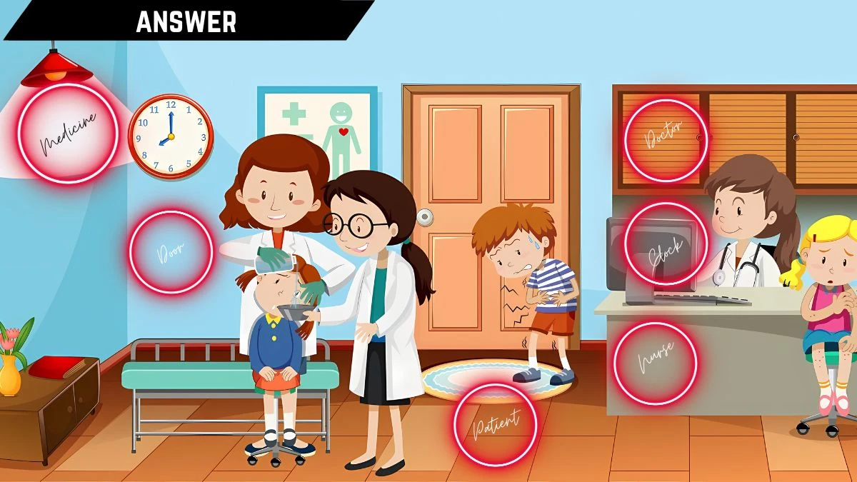 Puzzle IQ Test: Only a genius can spot the 6 Hidden Words in this Hospital Image in 10 Secs
