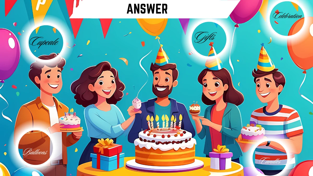 Puzzle IQ Test: Only a Genius Mind Can Spot the 5 Hidden Words in this Birthday Party Image in 10 Secs