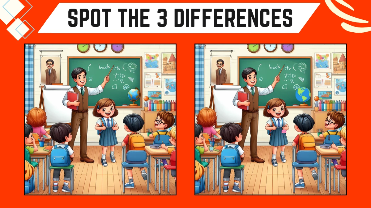 Spot the 3 Differences: Only People with 10/10 Vision Can Spot the 3 Differences in this Classroom Image in 8 Secs