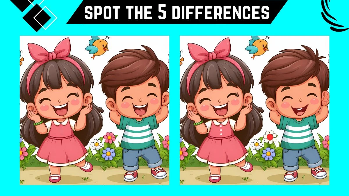 Spot the Difference Game: Only People with 50/50 Vision can Spot the 5 Differences in this Boy and Girl Image in 14 Secs Spot the Difference Game: Only People with 50/50 Vision can Spot the 5 Differences in this Boy and Girl Image in 14 Secs