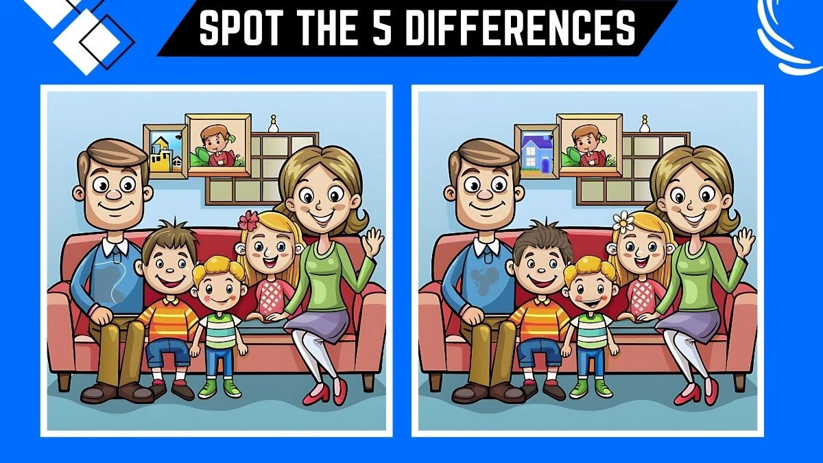 Spot the 5 Differences: Only people with 20/20 Vision Can Spot the 5 Differences in this Family Image in 14 Secs