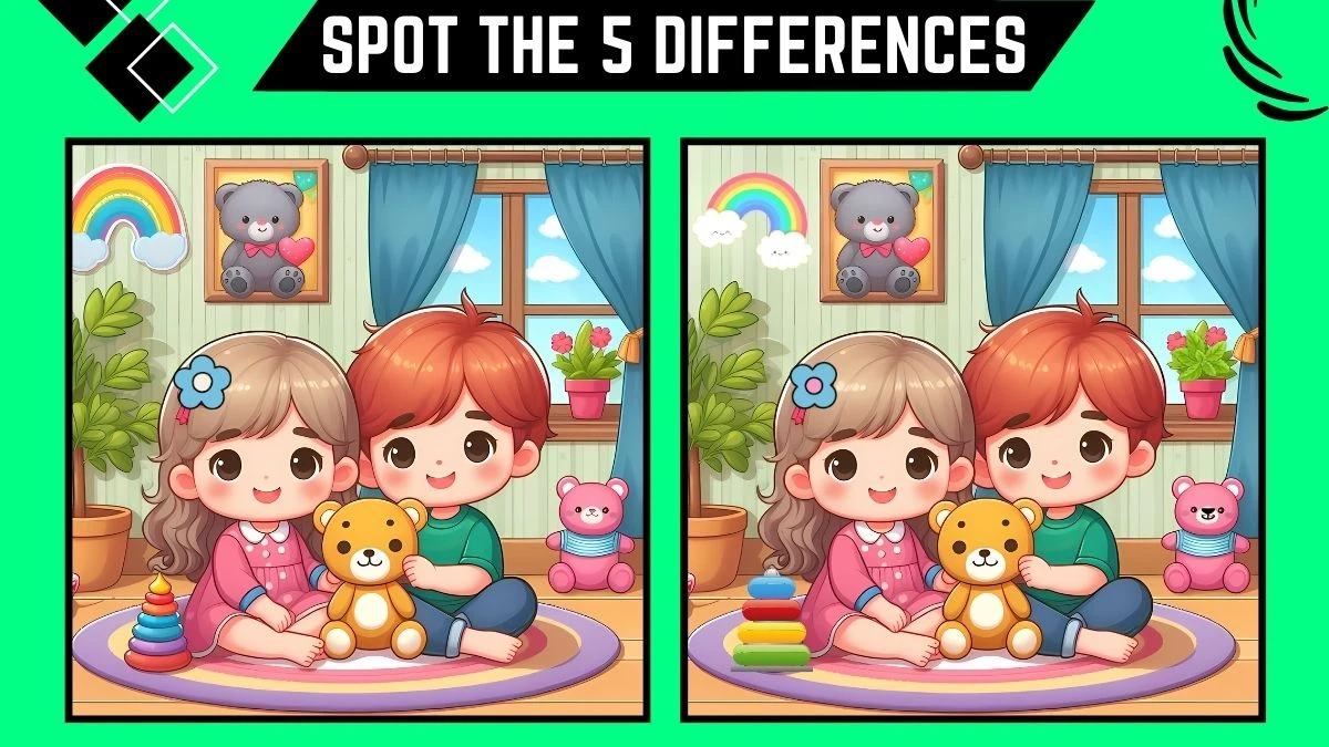 Spot the Difference Game: Only genius with Sharp Eyes Can Spot the 5 Differences in this Sister and Brother Image in 12 Secs